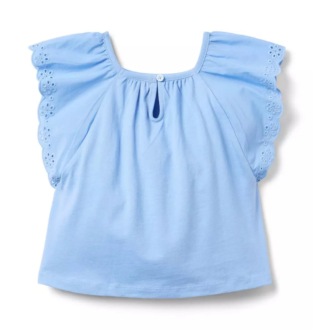 JANIE & JACK NIÑA BLUSA EYELET BLUE