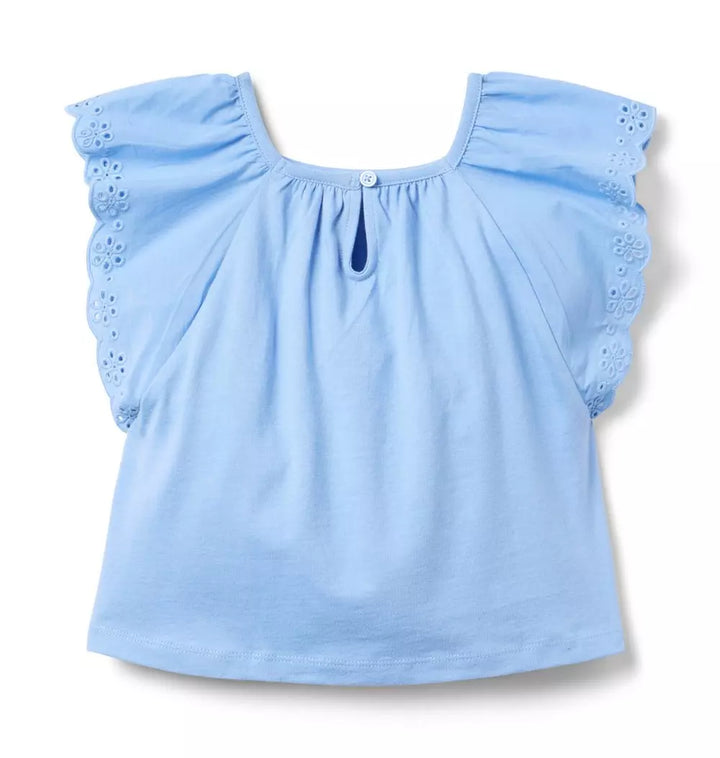 JANIE & JACK NIÑA BLUSA EYELET BLUE