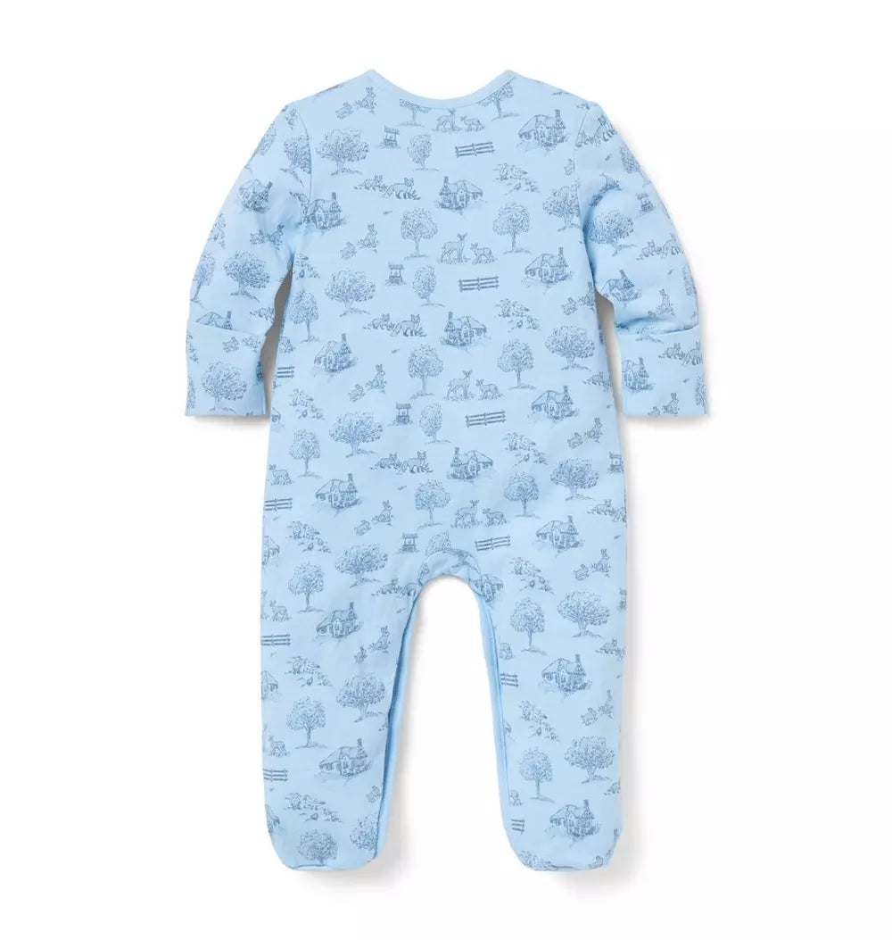 JANIE & JACK BEBE NIÑO PIJAMA WOODLAND TOILE M/L BLUE