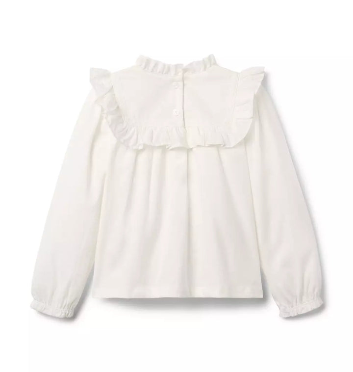 JANIE & JACK NIÑA BLUSA BOW COLLAR M/L IVORY