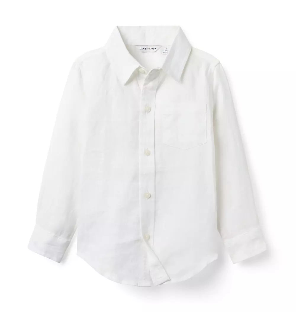 JANIE & JACK NIÑO CAMISA THE LINEN WHITE