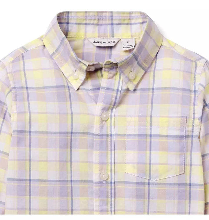 JANIE & JACK NIÑO CAMISA MADRAS PLAID MULTICOLOR