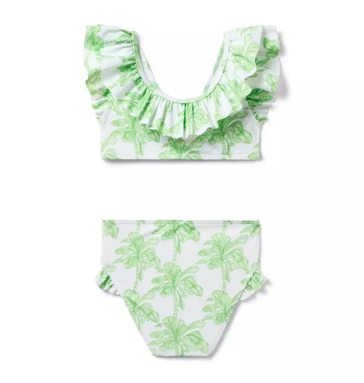JANIE & JACK NIÑA VESTIDO DE BAÑO PALM RUFFLE GREEN