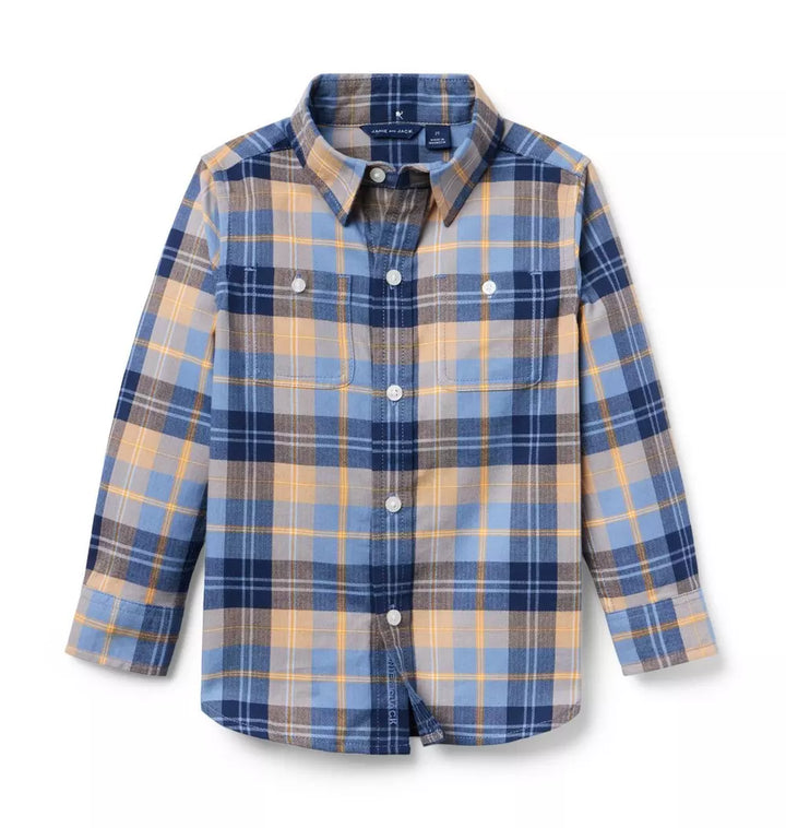 JANIE & JACK NIÑO CAMISA PLAID FLANNEL MULTICOLOR