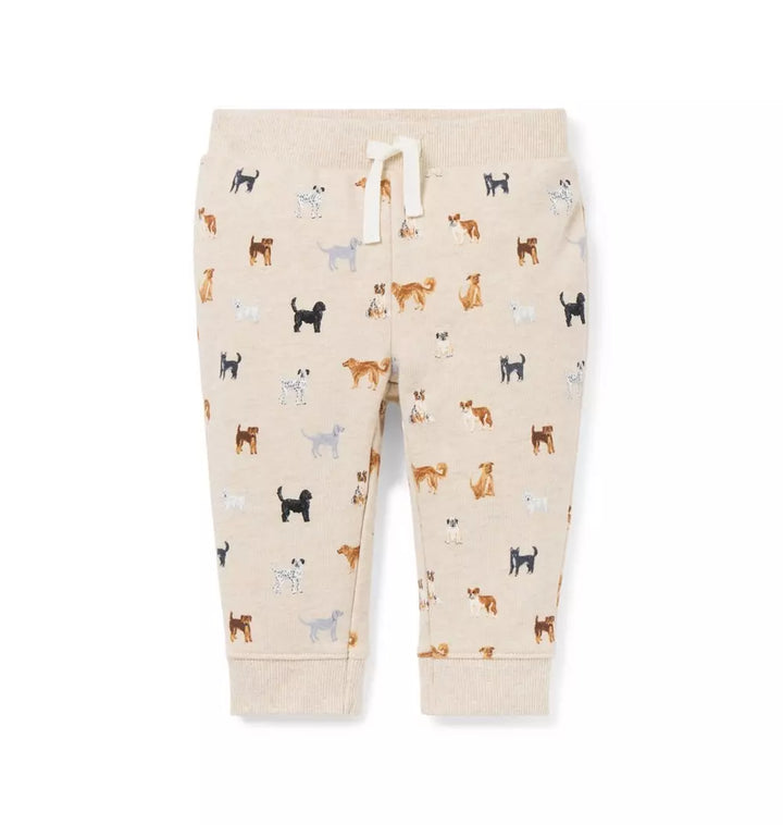 JANIE & JACK BEBE NIÑO PANTALON DOG ICON TERRY KHAKI