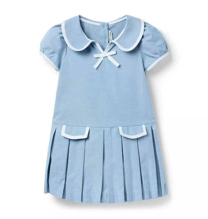 JANIE & JACK NIÑA VESTIDO OXFORD COLLAR BLUE