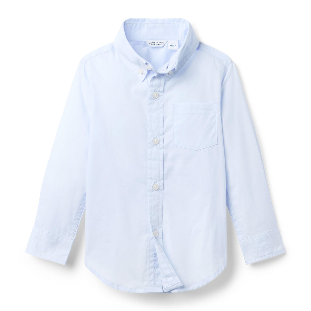 Janie &amp; Jack Camisa Poplin M/l Blue para Niño