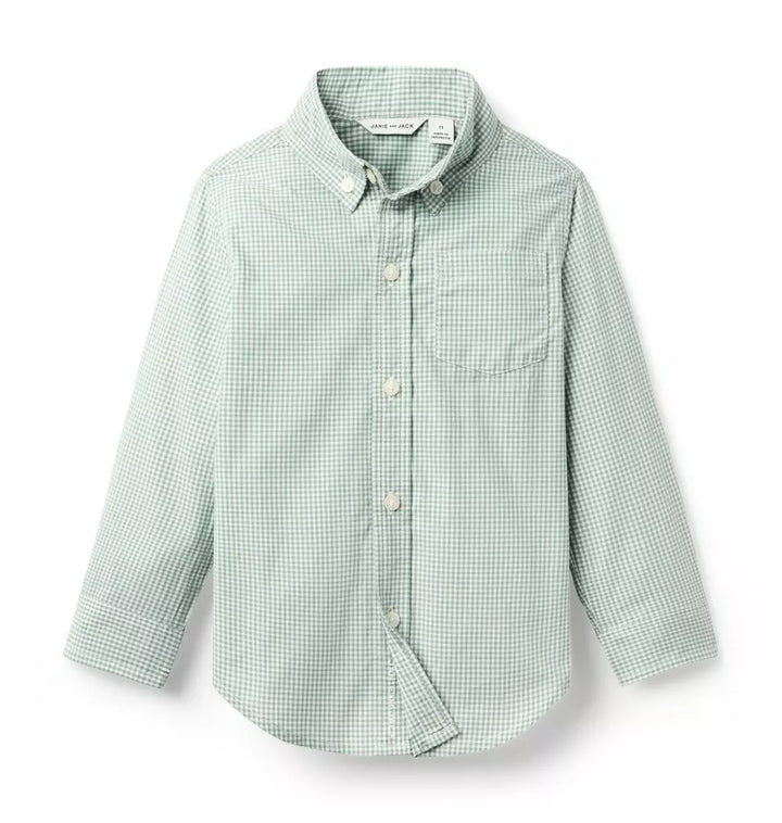 JANIE & JACK NIÑO CAMISA GINGHAM POPLIN M/L