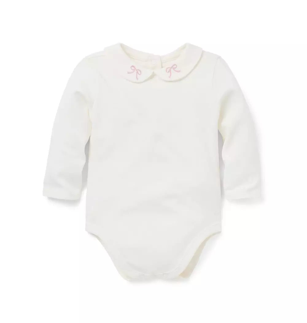 JANIE & JACK BEBE NIÑA BODY G K PINK BOW COLLAR BS WB M/L