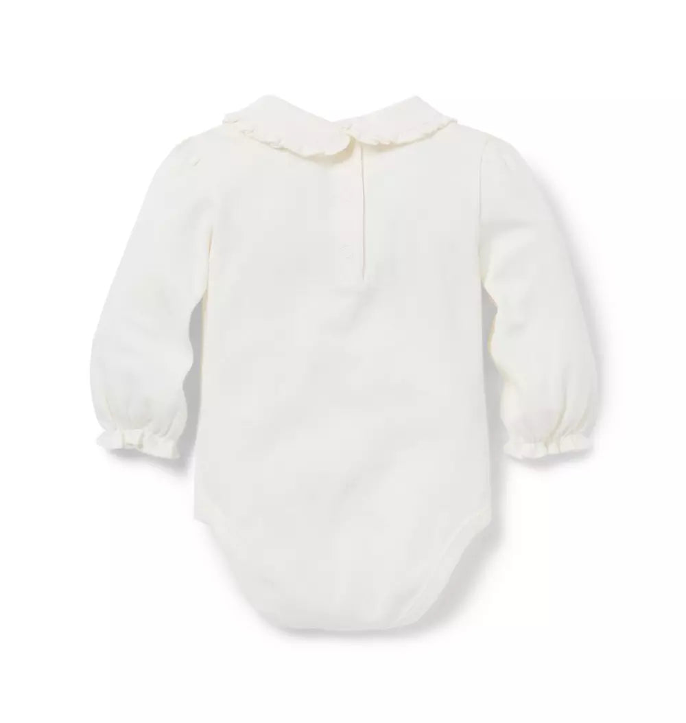 JANIE & JACK BEBE NIÑO BODY G K IVORY RUFFLE COLLAR M/L
