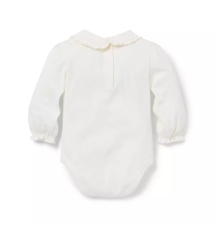 JANIE & JACK BEBE NIÑO BODY G K IVORY RUFFLE COLLAR M/L