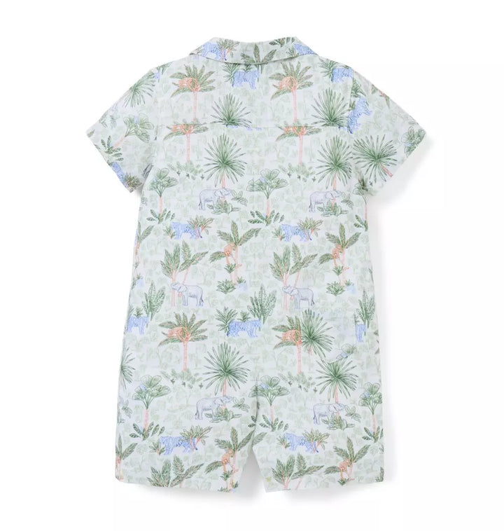 JANIE & JACK BEBE NIÑO ROMPER GREEN SAFARI TOILE