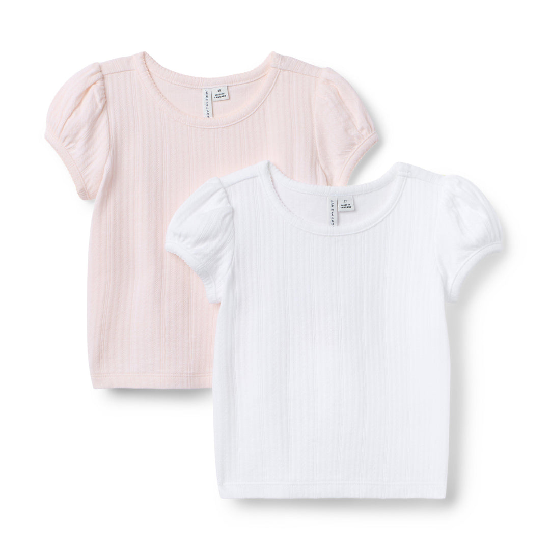 Janie &amp; Jack Blusa Pointelle M/c 2pcs para Niña