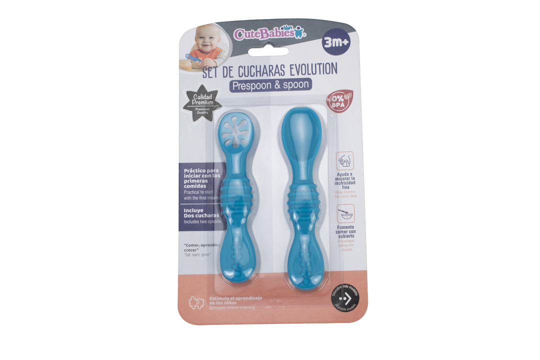 CUTEBABIES SET DE CUCHARAS EVOLUTION AZUL