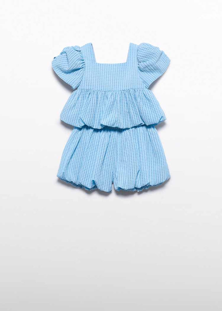 ABEL & LULA NIÑA CONJ. DE SHORT VICHY CELESTE