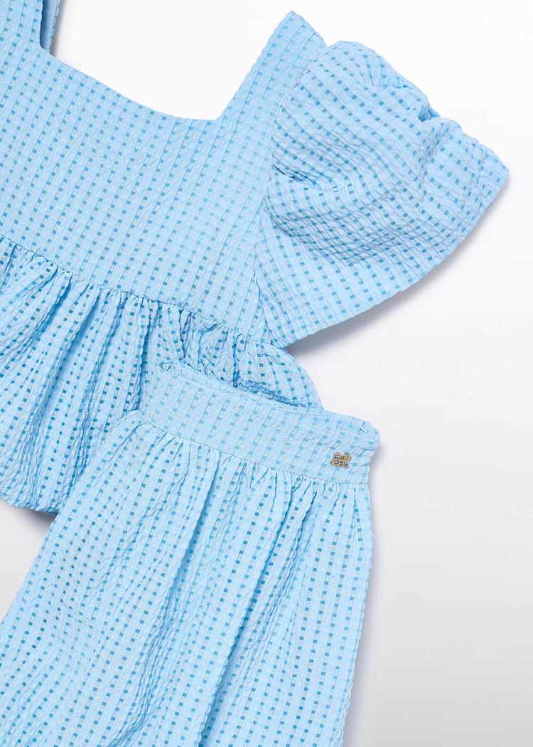 ABEL & LULA NIÑA CONJ. DE SHORT VICHY CELESTE