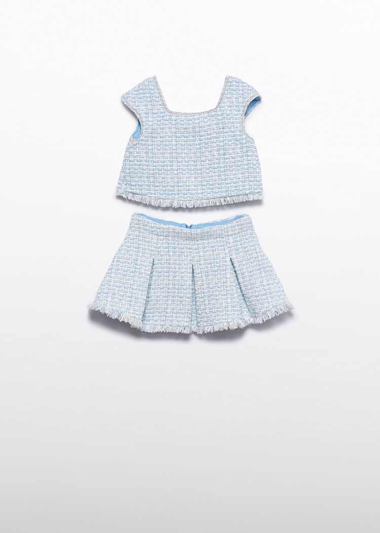 ABEL & LULA NIÑA CONJ. DE FALDA TWEED CELESTE