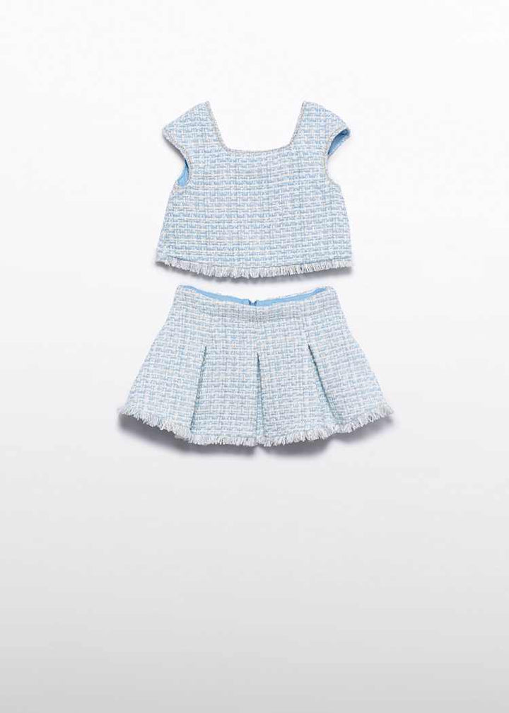 ABEL & LULA NIÑA CONJ. DE FALDA TWEED CELESTE