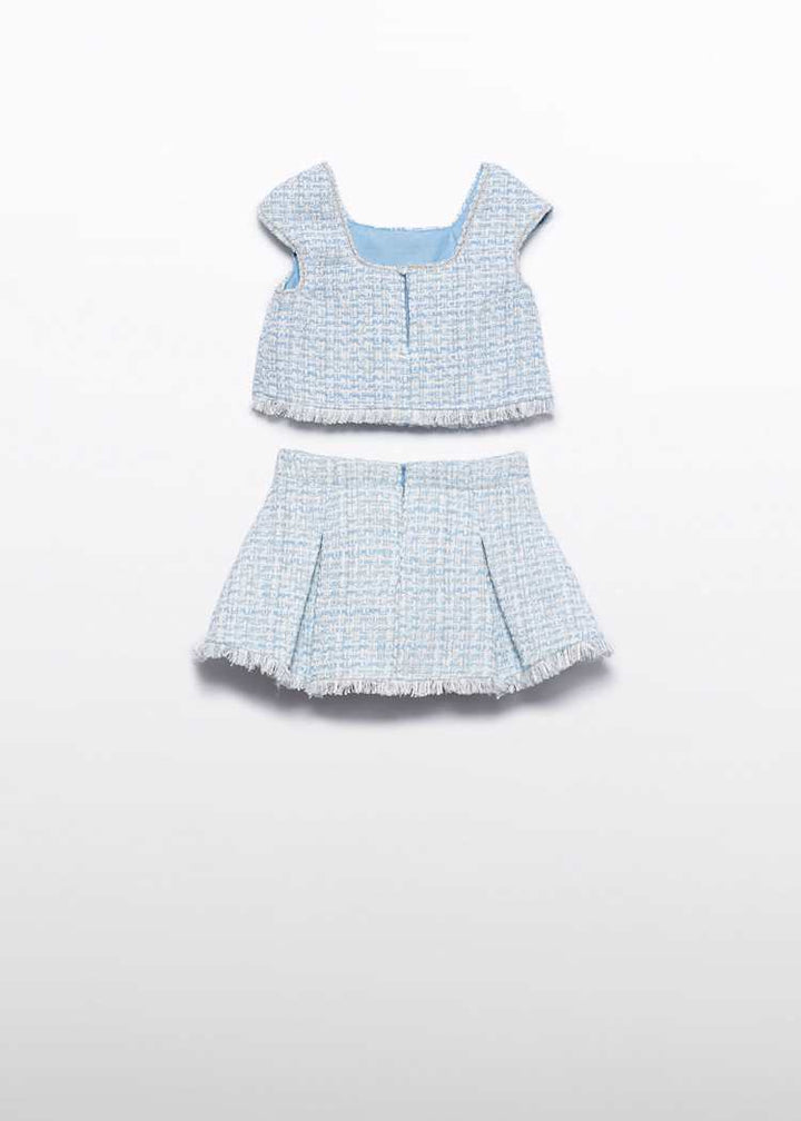 ABEL & LULA NIÑA CONJ. DE FALDA TWEED CELESTE