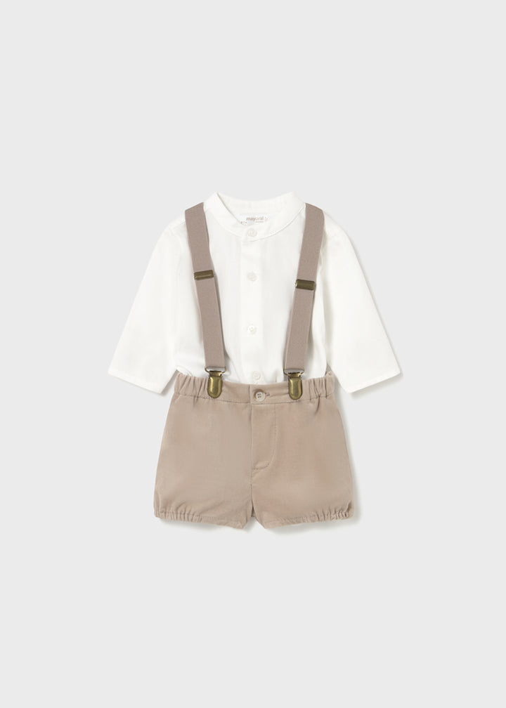 MAYORAL BEBE NIÑO CONJ. DE SHORT WITH SUSPENDER LIGHT BEIG