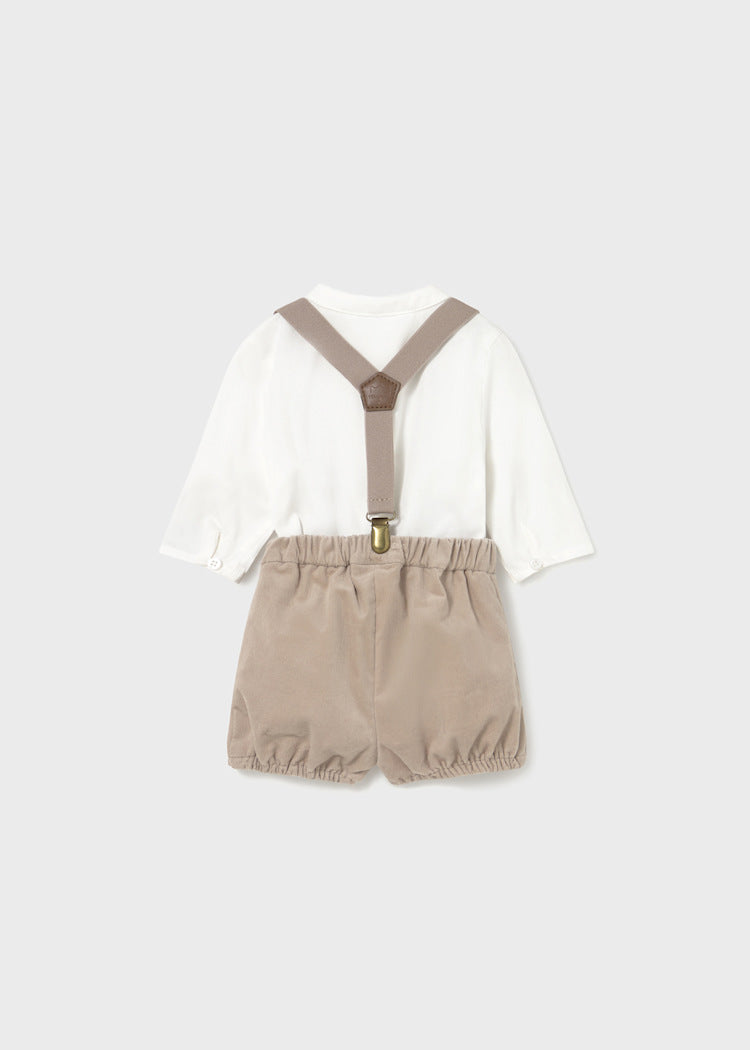MAYORAL BEBE NIÑO CONJ. DE SHORT WITH SUSPENDER LIGHT BEIG
