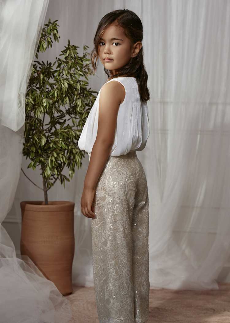 ABEL & LULA NIÑA CONJ. DE PANTALON LENTEJUELAS CHAMPAGNE