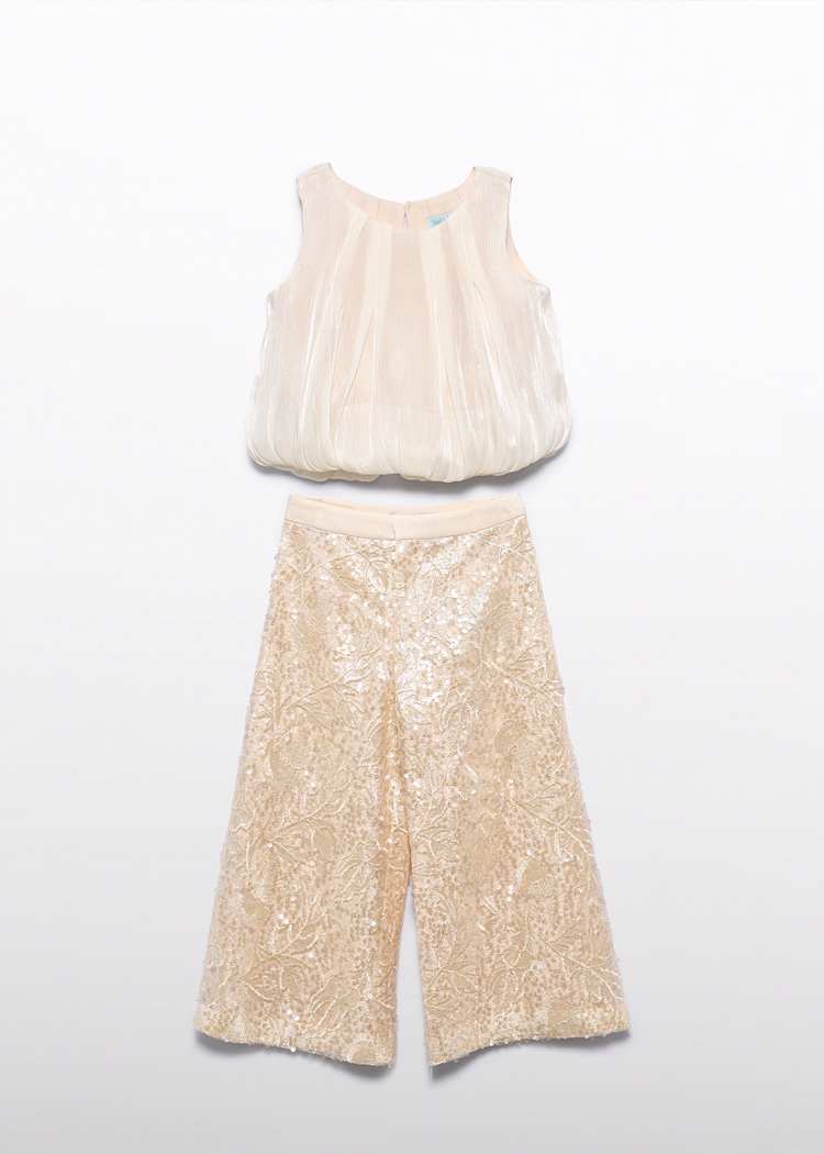 ABEL & LULA NIÑA CONJ. DE PANTALON LENTEJUELAS CHAMPAGNE