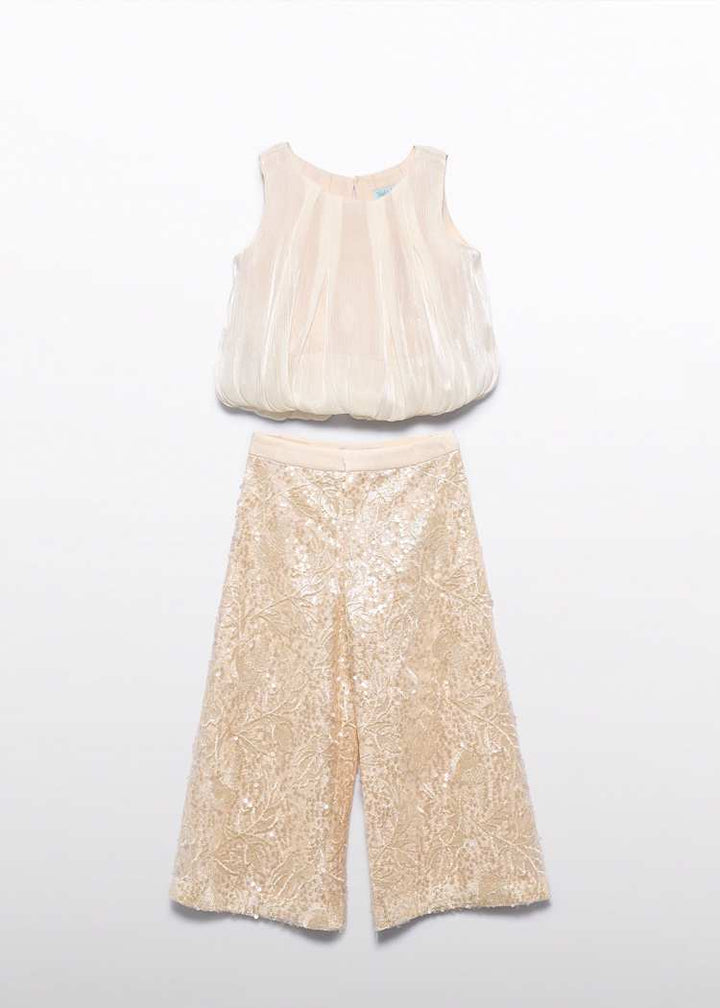 ABEL & LULA NIÑA CONJ. DE PANTALON LENTEJUELAS CHAMPAGNE