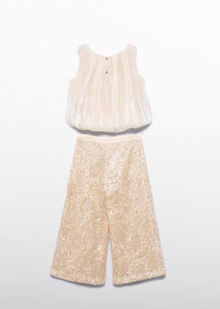ABEL & LULA NIÑA CONJ. DE PANTALON LENTEJUELAS CHAMPAGNE