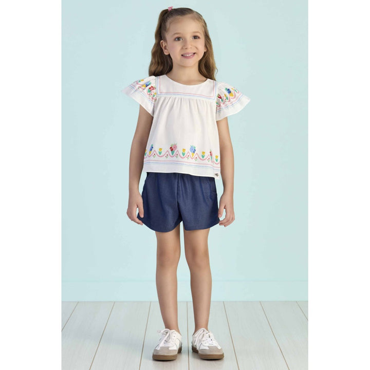 MON SUCRÉ NIÑA CONJ. DE SHORT FLOWER ESTAMPADO