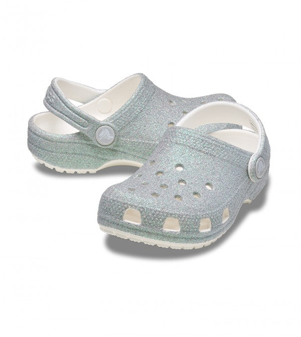 CROCS NIÑA CHANCLETA CLASSIC IRIDESCENT GLITTER CGT WHITE
