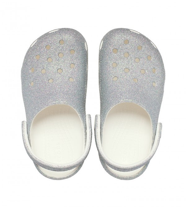 CROCS NIÑA CHANCLETA CLASSIC IRIDESCENT GLITTER CGT WHITE