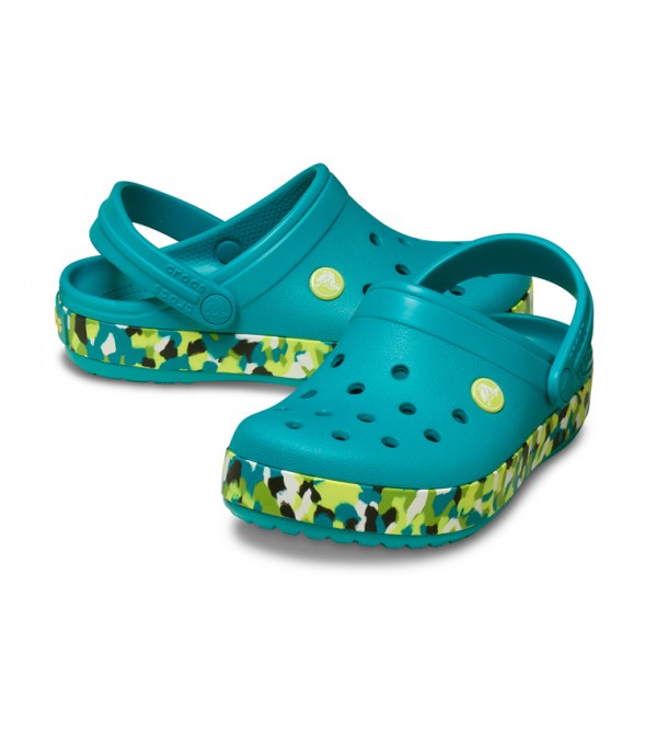 CROCS NIÑO CHANCLETA GLOW CONFETTI BAND CGT TURBO TEAL/MULTI