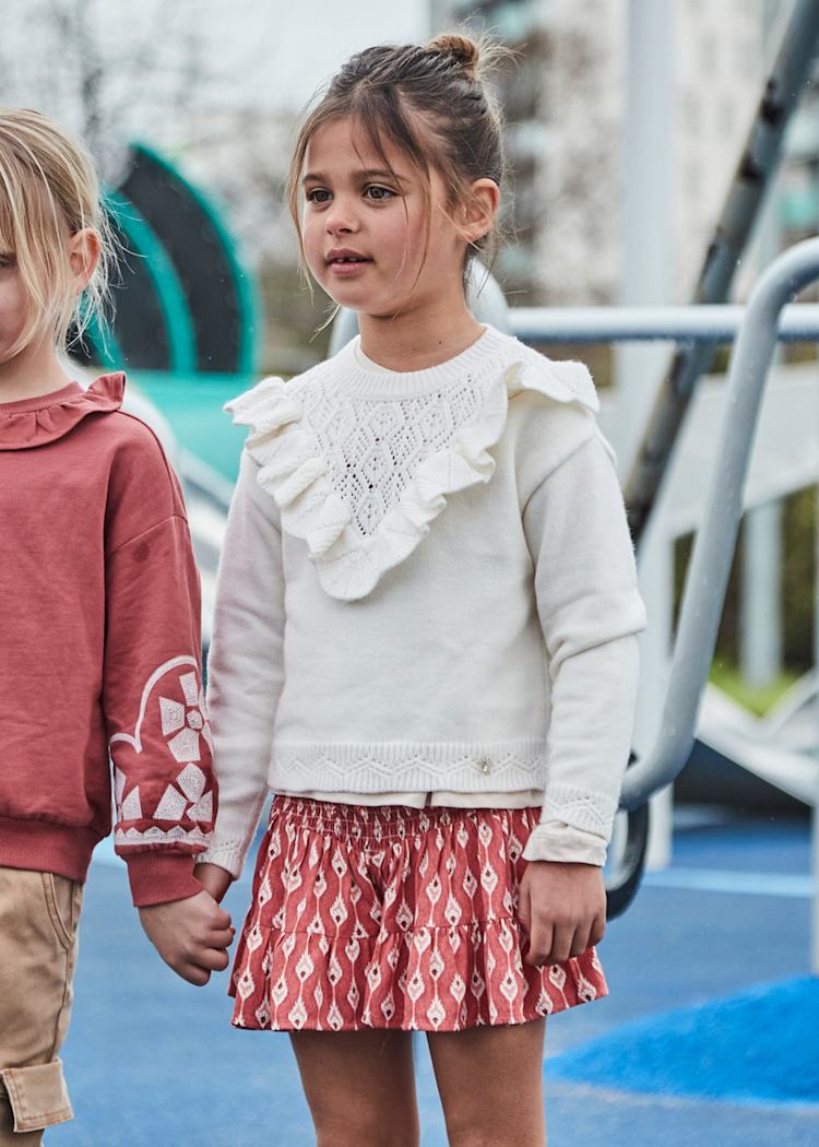 MAYORAL NIÑA FALDA PATTERNED PANT DARK RED