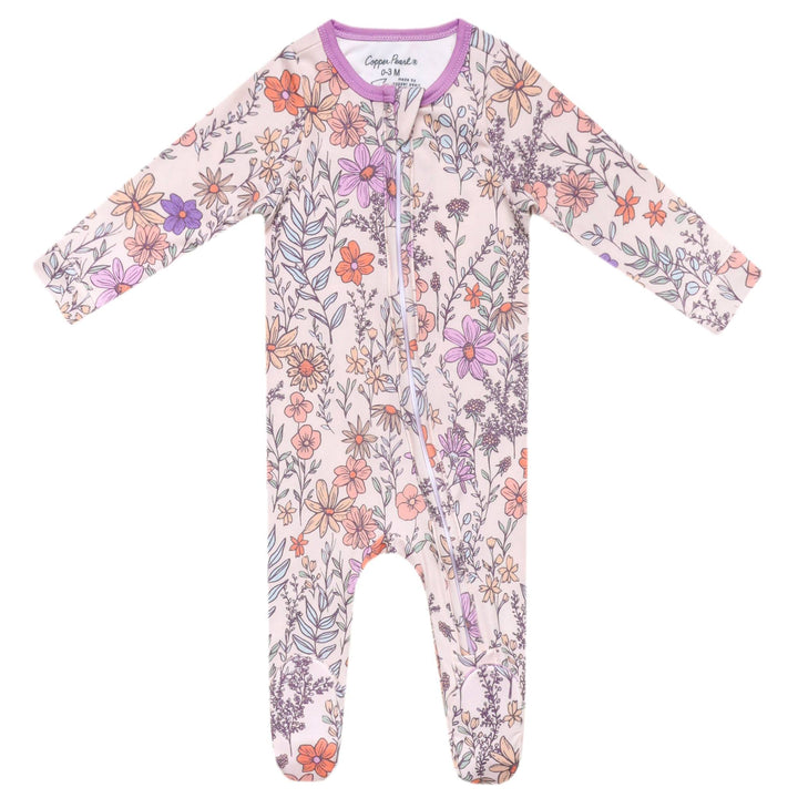 COPPER PEARL BEBE NIÑA PIJAMA CON CREMALLERA FLORA