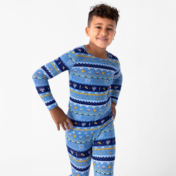 BELLABU BEAR NIÑO PIJAMA HANUKKAH FAIR ISLE BAMBOO