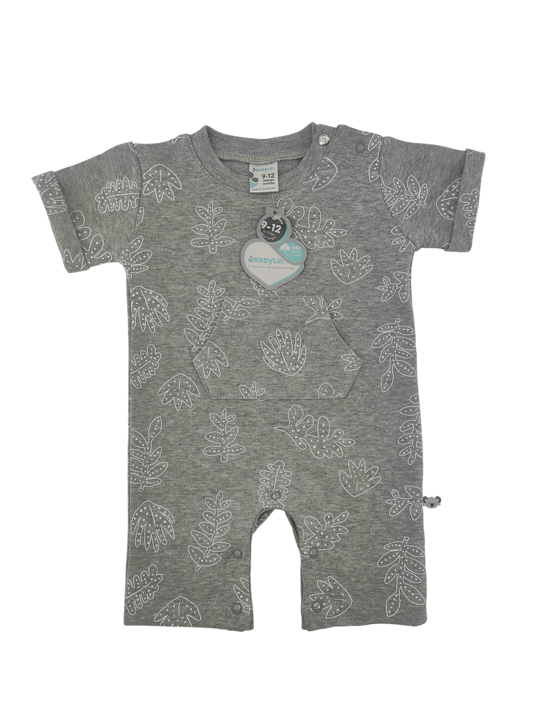 KOBYTIN BEBE NIÑO OVEROL ESTAMPADO CON HOJA KOALA NATURE GRIS