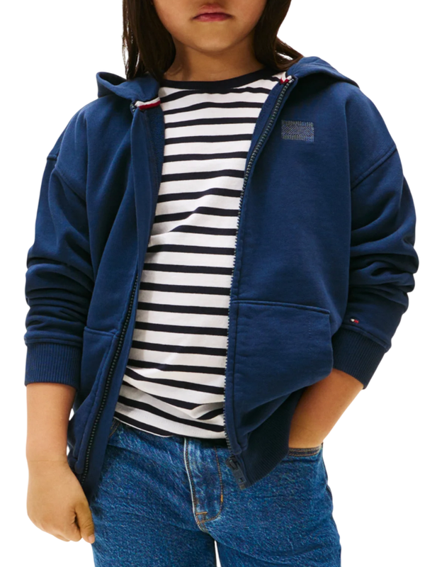 TOMMY HILFIGER NIÑO ABRIGO TONAL FLAG ZIP HOODIE DARK NIGHT NAVY