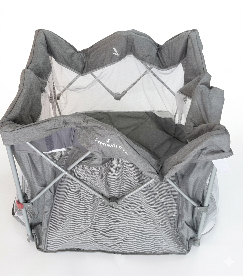 PREMIUM BABY CORRAL GRIS EASY FOLD 110 X 110 X 74 CM