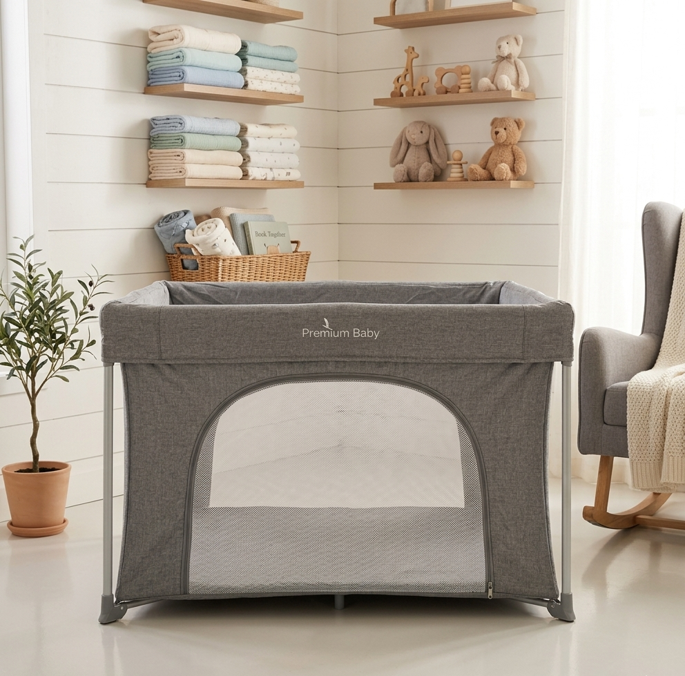 PREMIUM BABY CORRAL GRIS EASY FOLD 110 X 110 X 74 CM