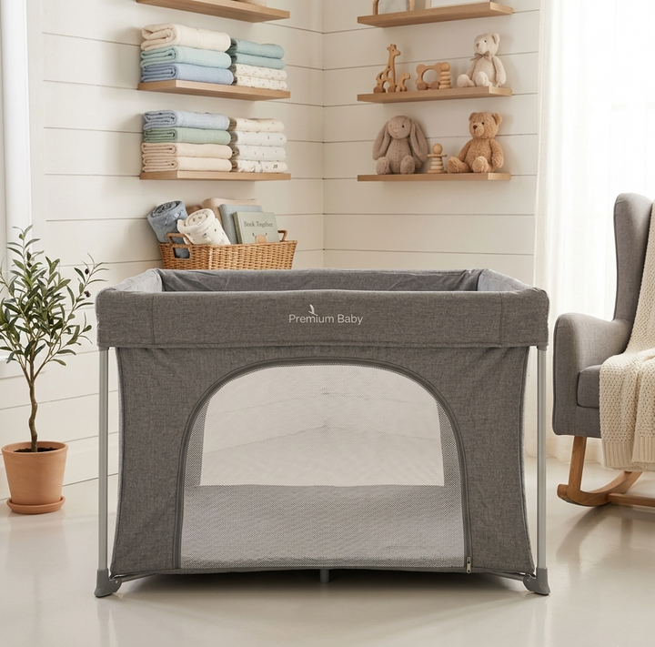 PREMIUM BABY CORRAL GRIS EASY FOLD 110 X 110 X 74 CM