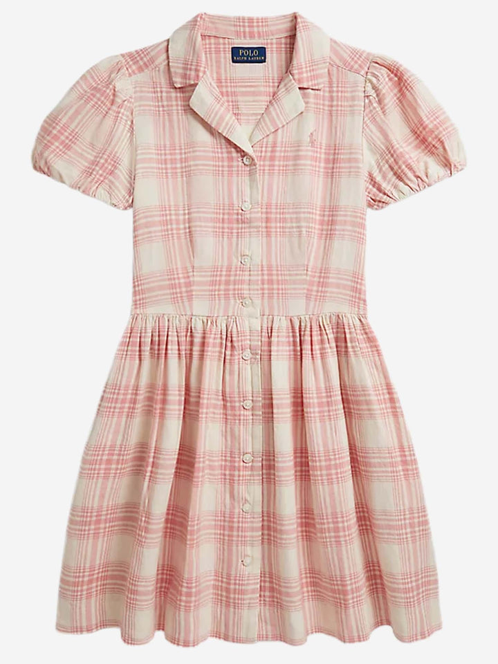 RALPH LAUREN NIÑA VESTIDO YD COTTON LINEN 221A PINK/CREAM
