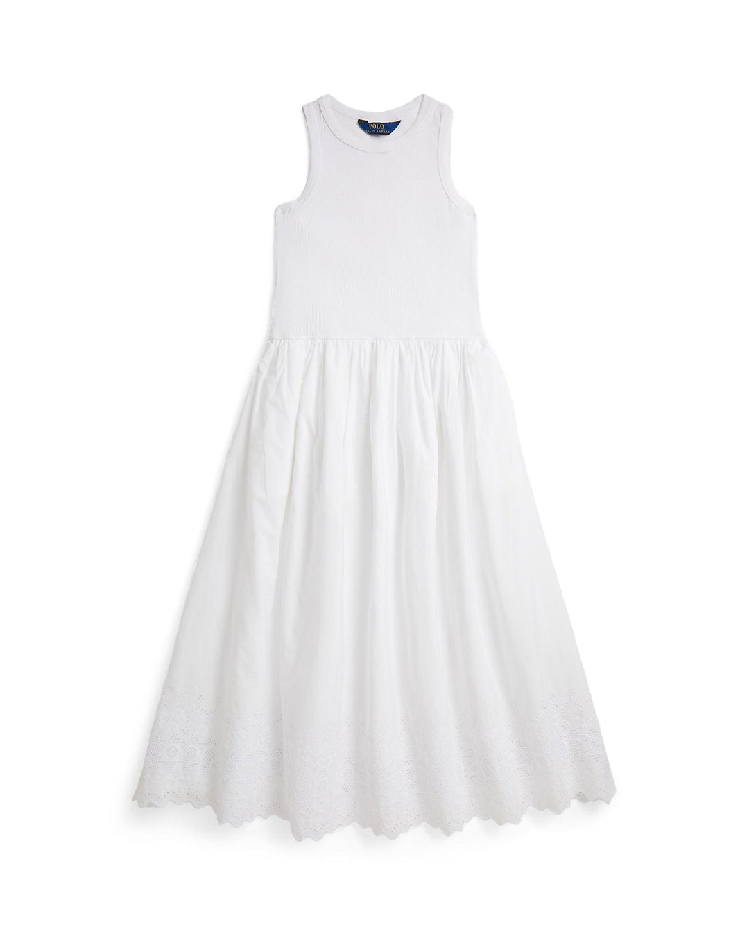 RALPH LAUREN NIÑA VESTIDO 2X2 COTTON RIB WHITE