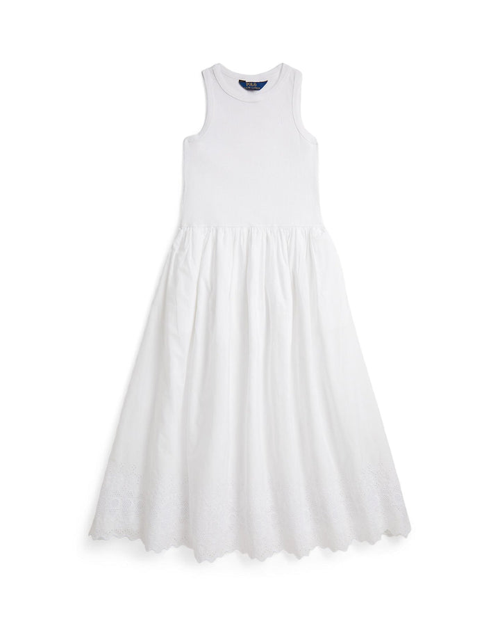 RALPH LAUREN NIÑA VESTIDO 2X2 COTTON RIB WHITE