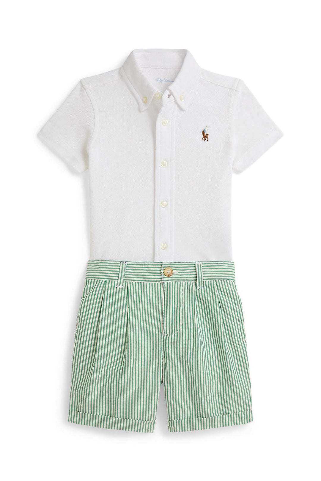RALPH LAUREN BEBE NIÑO CONJ. DE SHORT 26/1 OXFORD MESH WHITE