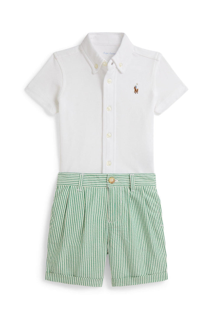 RALPH LAUREN BEBE NIÑO CONJ. DE SHORT 26/1 OXFORD MESH WHITE