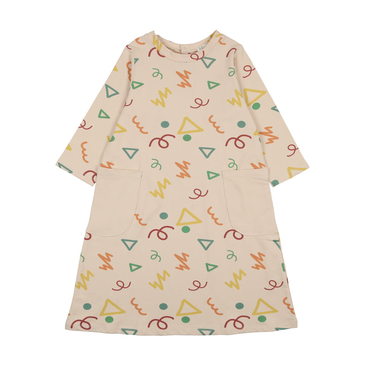 MANIERE NIÑA VESTIDO SUMMER FUN 3/4 SLEEVE BEIGE MULTI