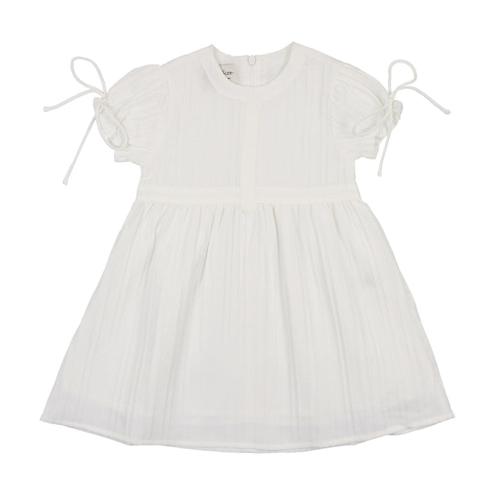 MANIERE NIÑA VESTIDO STRIPED FAUX TAB WHITE