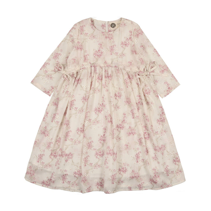 MANIERE NIÑA VESTIDO RIBBON TIE 3/4 SLEEVE PINK ROSE
