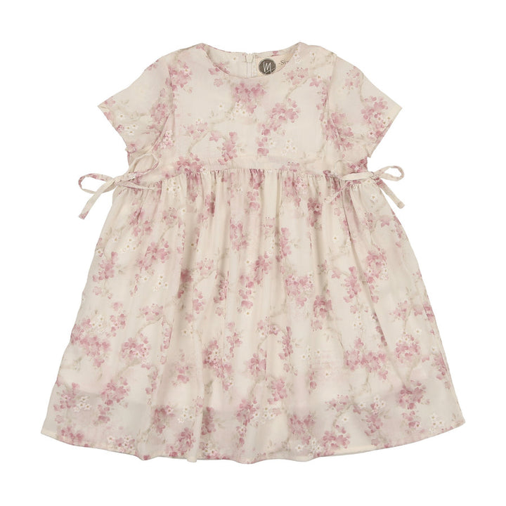 MANIERE NIÑA VESTIDO RIBBON TIE SHORT SLEEVE PINK ROSE